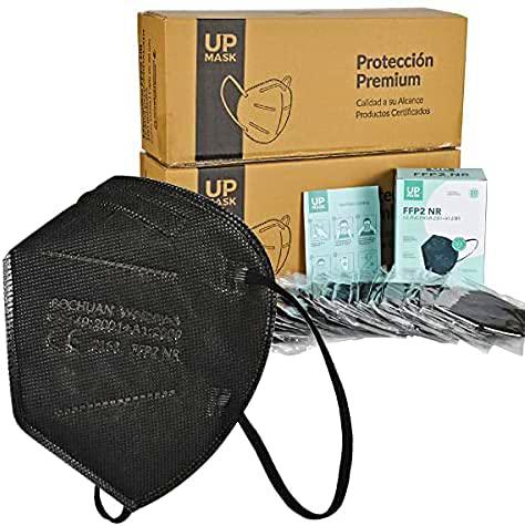 Bochuan x20 Mascarillas FFP2 Premium Negras de 5 Capas con Certificación Europea [ UpMask ] 👍 CE 2163 | EN149:2001+A1:2009 | UE 2016/425 (Negras, x20 uds)