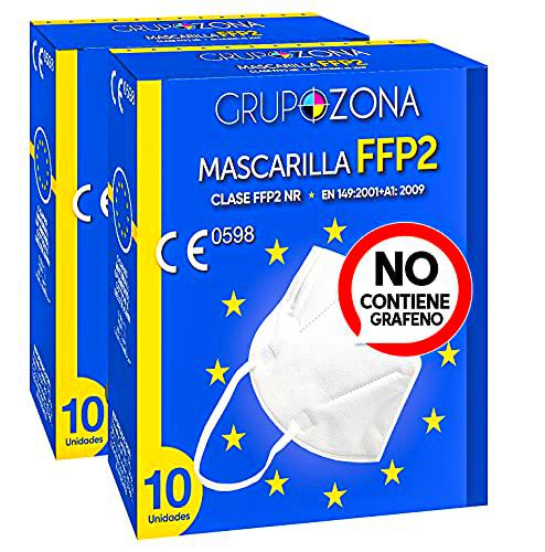 20 uds. mascarillas FFP2 NR homologadas CE 0598, filtrado de 5 capas