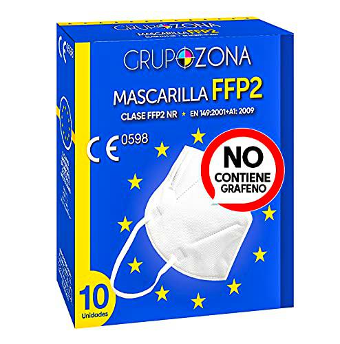 10 uds. mascarillas FFP2 NR homologadas CE 0598, filtrado de 5 capas