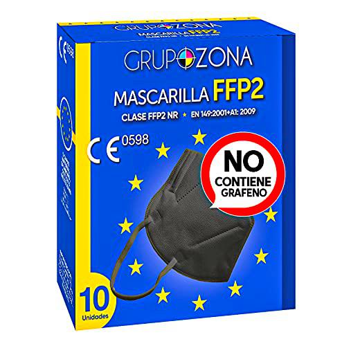 10 uds. Mascarillas Negras FFP2 NR homologadas CE 0598