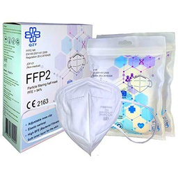 QZY - Mascarilla FFP2 Caja De 10 Mascarillas Certificado CE Con ​​banda elástica y pieza nasal ajustable 5 capas de filtración