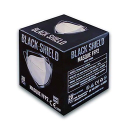 BLACK SHIELD - Certification CE 2797 - Mascarillas Protectoras FFP2 Pack x20