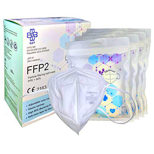 QZY - Mascarilla FFP2 Caja De 20 Mascarillas Certificado CE Con ​​banda elástica y pieza nasal ajustable 5 capas de filtración