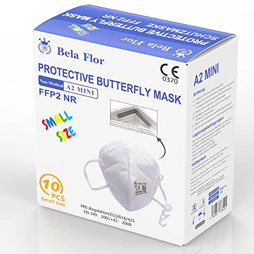 AUPROTEC 10 mascarillas FFP2, tamaño mini, XS, protección respiratoria EU CE 0370