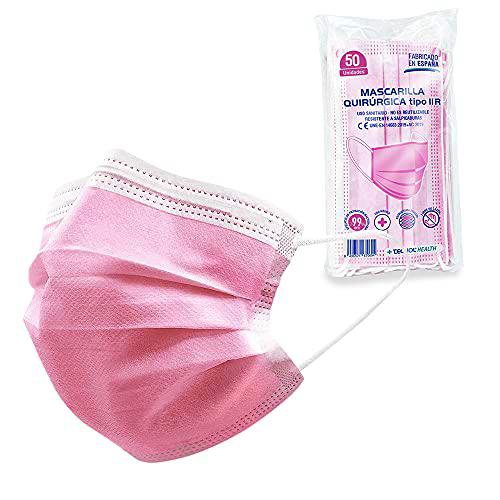 TECNOL Mascarilla Rosa Quirúrgica IIR - 1a Fábrica Española ISO Sanitaria AENOR