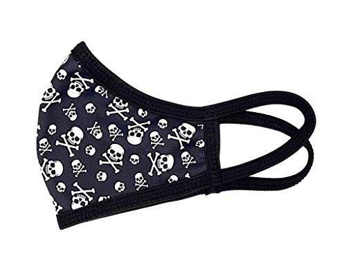 mascarilla tela homologada TALLA INFANTIL - Punk y calaveras negra