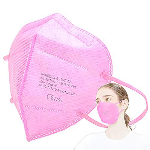 EDIESI Mascarilla FFP2 Homologada 5 capas Protección Respiratoria pack 10 unidades Rosa CE 2163 EN 149:2001+A1:2009