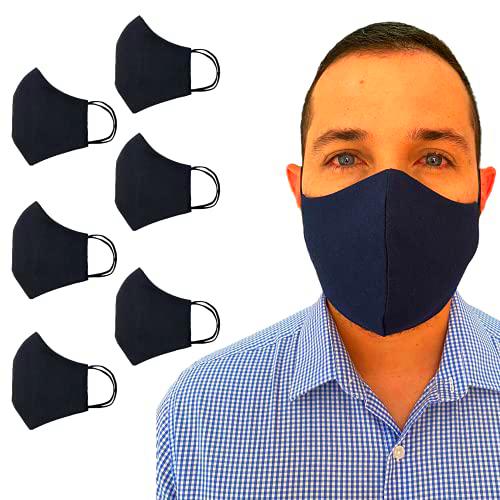 Anilev Mascarillas Reutilizables de Tela Lavables Pack de 6 negras Mascarillas Higienicas Homologadas con Certificado UNE 0065 | Mascarillas de Tela 3 Capas | Mascarillas tela negra