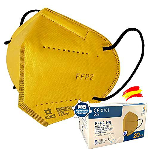 Mascarilla FFP2 Amarilla Homologada, 20 unidades, Fabricación 100% Española