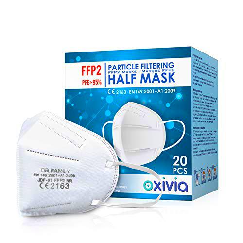 OXIVIA FFP2 Mascarilla de respiración con certificación CE de Alemania