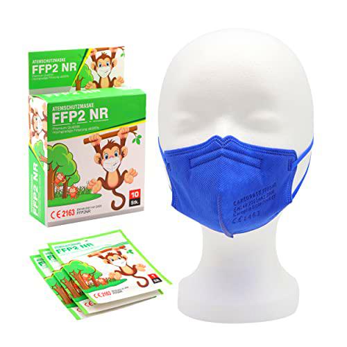 ASARAH Máscaras FFP2 talla S azul mini máscara de protección respiratoria Certificado CE1463 de la EU EN149: 2001 + A1: 2009 facial de protección contra el polvo 20 piezas envasadas individualmente