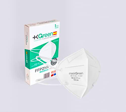 +KGREEN - Mascarilla FFP2 Sujeción Cabeza - Caja 5 Unidades