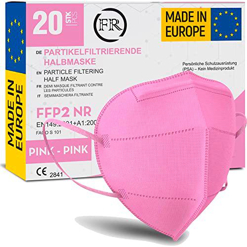 FiRiO® 20x Mascarillas FFP2 Rosa [MADE IN EUROPE] - Mascarillas FFP2 Homologadas Rosa CE EN149:2001+A:2009