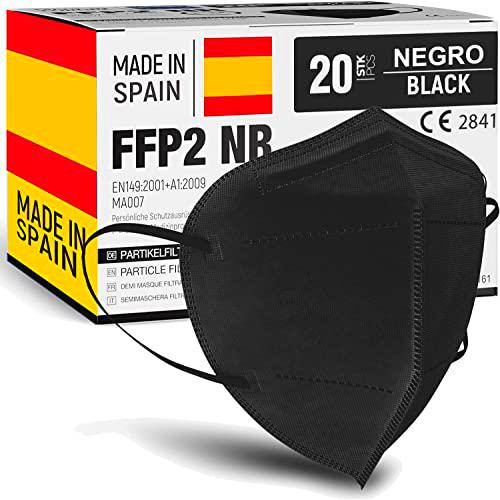 FiRiO® 20x Mascarillas FFP2 Negras [MADE IN SPAIN]