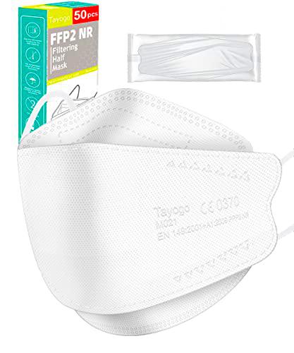 Tayogo 50 PCS Mascarillas ffp2 pez homologadas, Mascarillas ffp2 certificadas CE Filtración ≥95%