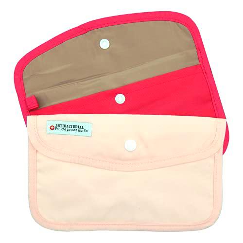 Cussi - Pack de 2 MaskCase, Estuches de Tela rectangulares para Guardar mascarillas (Rojo, Rosa)