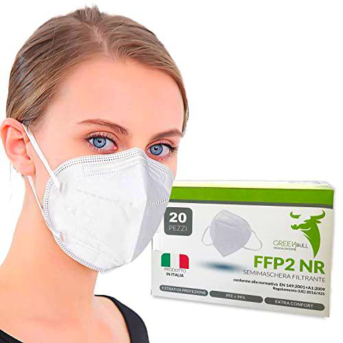 GREENBULL 20 MASCARILLAS FFP2 certificadas CE - 100% MADE in ITALY