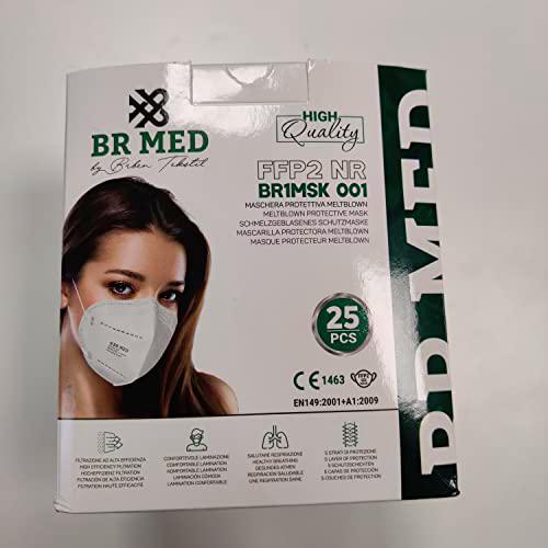 Br Med 25 mascarillas FFP2 negras certificadas CE 1463