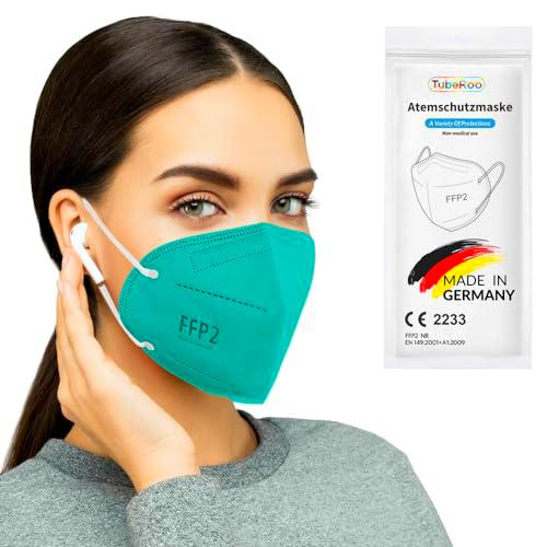 TubeRoo FFP2 - Mascarilla turquesa y verde, 10 unidades