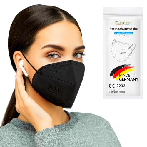 TubeRoo FFP2 - Mascarilla negra (10 unidades, fabricada en Alemania)