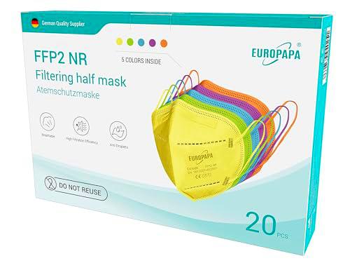 EUROPAPA 20 mascarillas FFP2 de 5 capas, protección contra el polvo